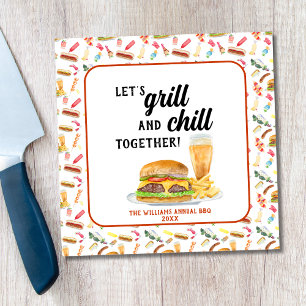 Watercolor BBQ Food, Drinks & Desserts Party Napkin
