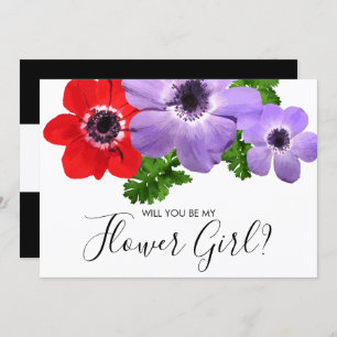 Watercolor Be My Flower Girl Bridesmaid Card