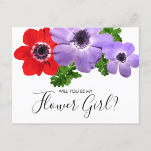 Watercolor Be My Flower Girl Bridesmaid Postcard