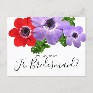 Watercolor Be My Jr. Junior Bridesmaid Postcard
