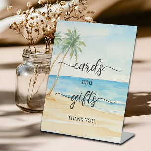 Watercolor Beach and Palm Trees Cards and Gifts Pedestal Sign