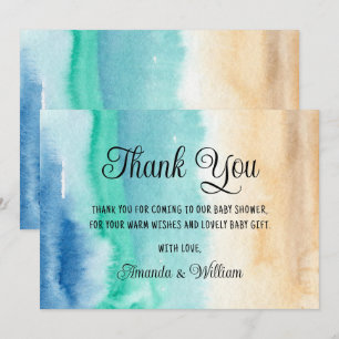 Watercolor Beach Baby Shower Thank You
