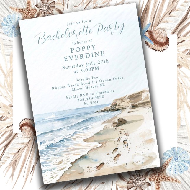 Watercolor Beach Bachelorette Party  Invitation (Creator Uploaded)