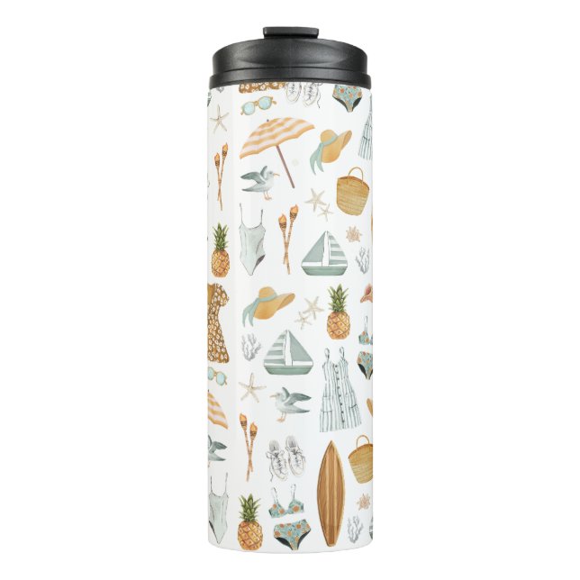 Watercolor Beach Bachelorette Party Weekend Thermal Tumbler (Front)