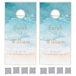 Watercolor Beach Background Monogram Wedding