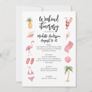Watercolor Beach Birthday Weekend Itinerary Invitation