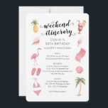 Watercolor Beach Birthday Weekend Itinerary Invitation<br><div class="desc">Watercolor Beach Theme Modern Calligraphic Birthday Weekend schedule timeline.
Design features an elegant modern style text layout. To make advanced changes,  please select "Click to customise further" option under Personalise this template.</div>