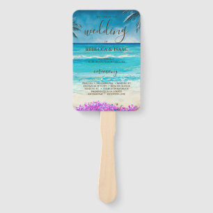 Watercolor Beach Blue Ocean Program Set of Fans