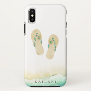 Watercolor Beach Botanical Flip Flops Case-Mate iPhone Case