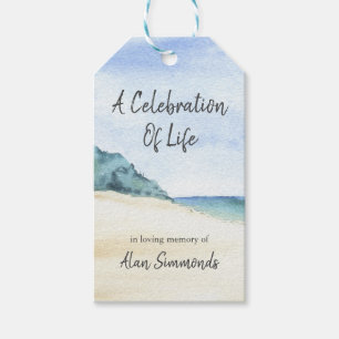 Watercolor Beach Celebration Of Life Memorial Gift Tags