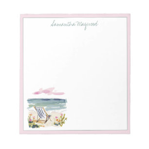Watercolor Beach Chair Personalised Notepad