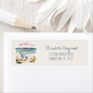 Watercolor Beach Chair Personalised Return Address