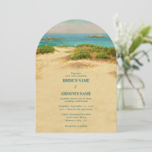 Watercolor Beach Coastal Arch Wedding Invitation