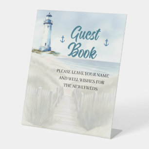 Watercolor Beach, Coastal New England Pedestal Sign