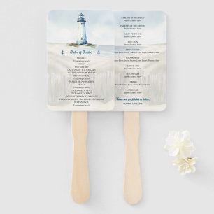Watercolor Beach, Coastal New England Wedding Hand Fan