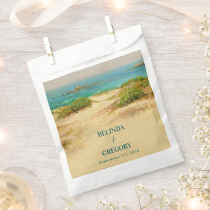 Watercolor Beach Coastal Wedding Destination Favour Bags