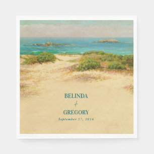 Watercolor Beach Coastal Wedding Destination Napkin