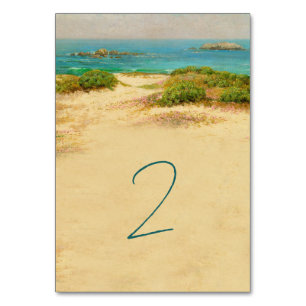 Watercolor Beach Coastal Wedding Destination Table Number
