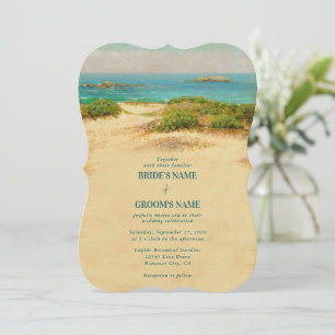Watercolor Beach Coastal Wedding Invitation