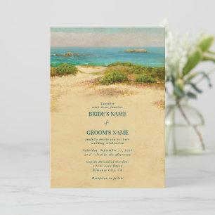 Watercolor Beach Coastal Wedding Invitation