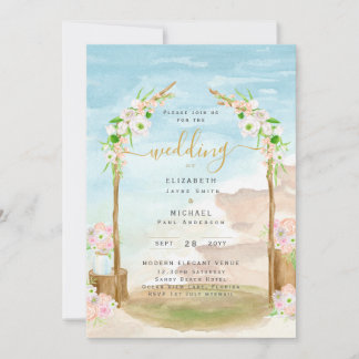 Watercolor Beach Coastal Wedding Invitation