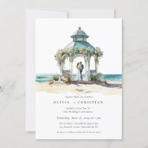 Watercolor Beach Coastal Wedding Invitation