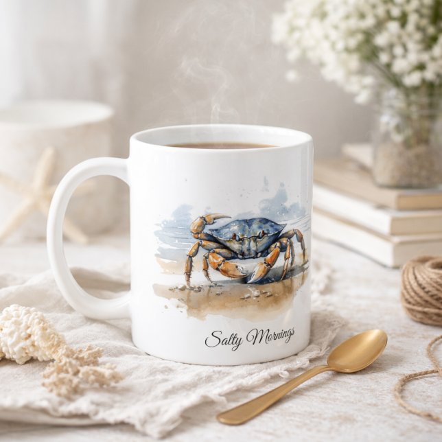 Watercolor Beach Crab, custom Coffee Mug (Creator Uploaded)