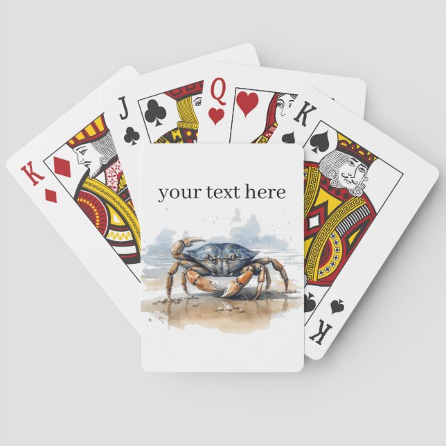 Watercolor Beach Crab, custom Playing Cards (Back)