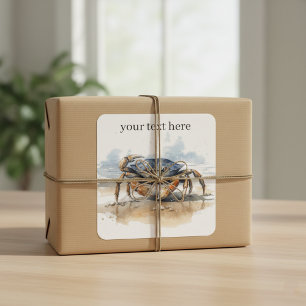 Watercolor Beach Crab, custom Square Sticker