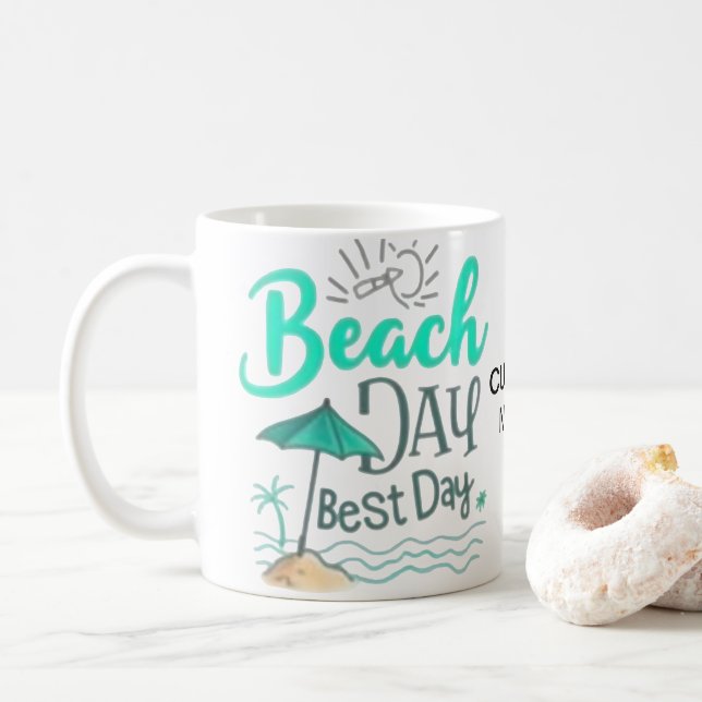 Watercolor Beach Day Best Day Mug (With Donut)
