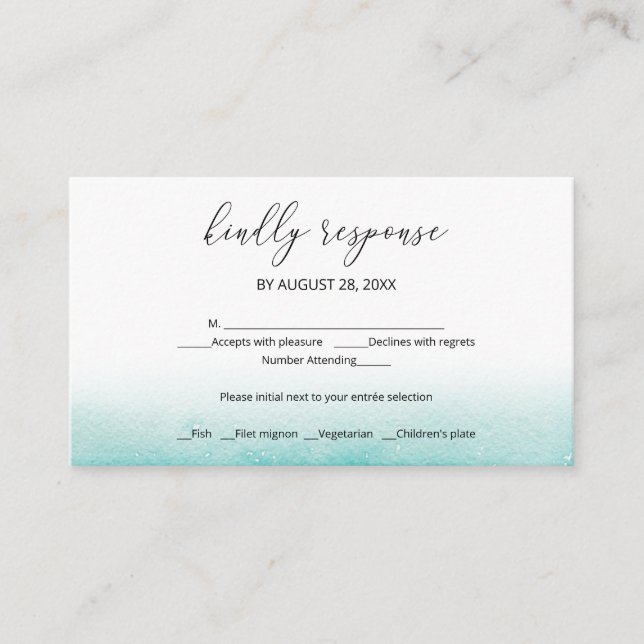 Watercolor Beach Destination Wedding RSVP Enclosure Card (Front)