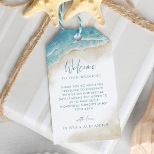 Watercolor Beach Destination Wedding Welcome Gift Tags