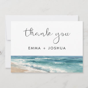 Watercolor Beach Destination Wedding Welcome Sign Thank You Card