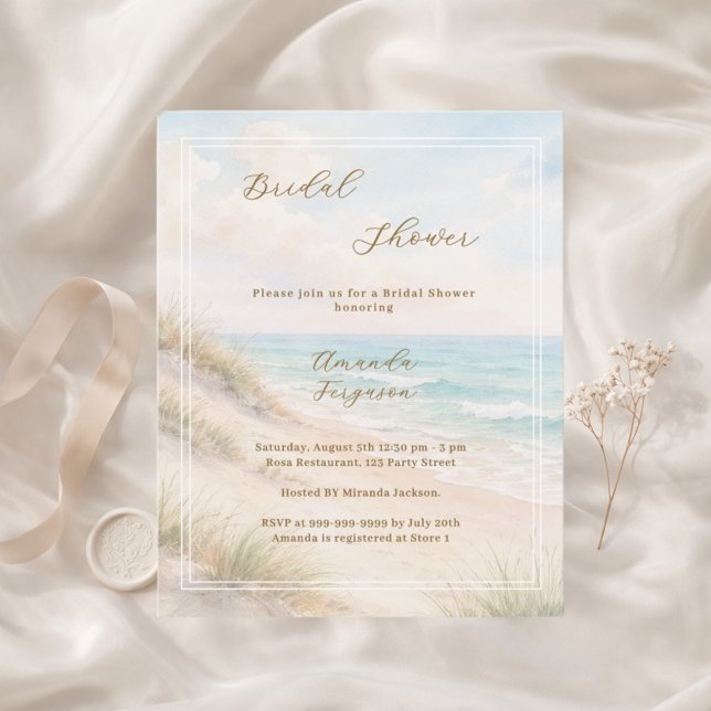 Watercolor beach dunes Bridal Shower invitation (Creator Uploaded)