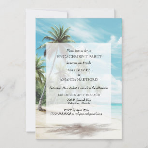 Watercolor Beach Engagement Party Invitation