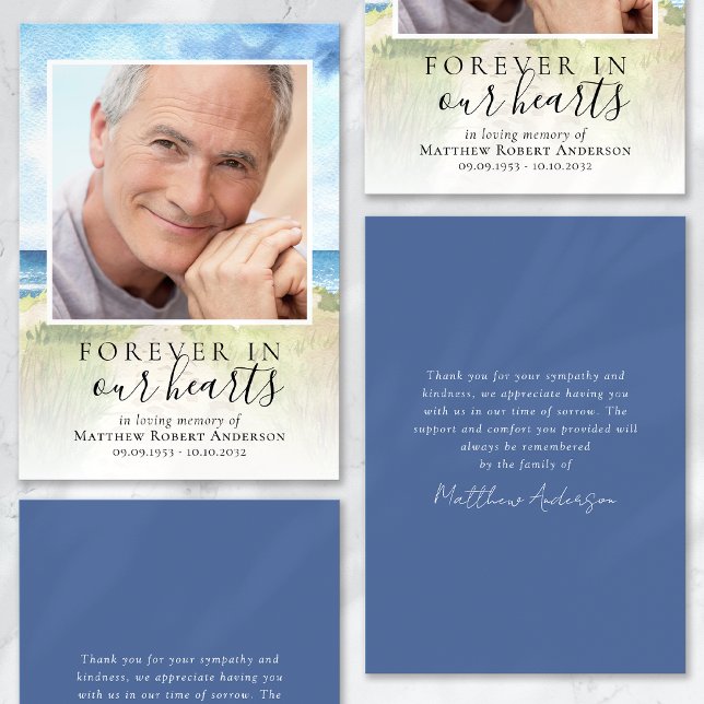 Watercolor Beach Funeral Sympathy Thank You Card (Creator Uploaded)