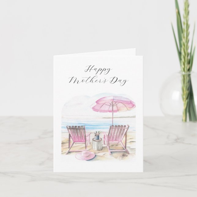 Watercolor Beach Greeting Card For Mother's Day (Front)