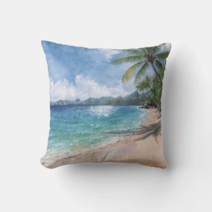 Watercolor Beach Hawaii Cushion