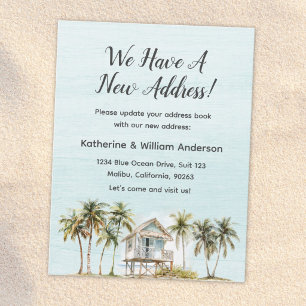 Watercolor Beach House Moving Announcement Card