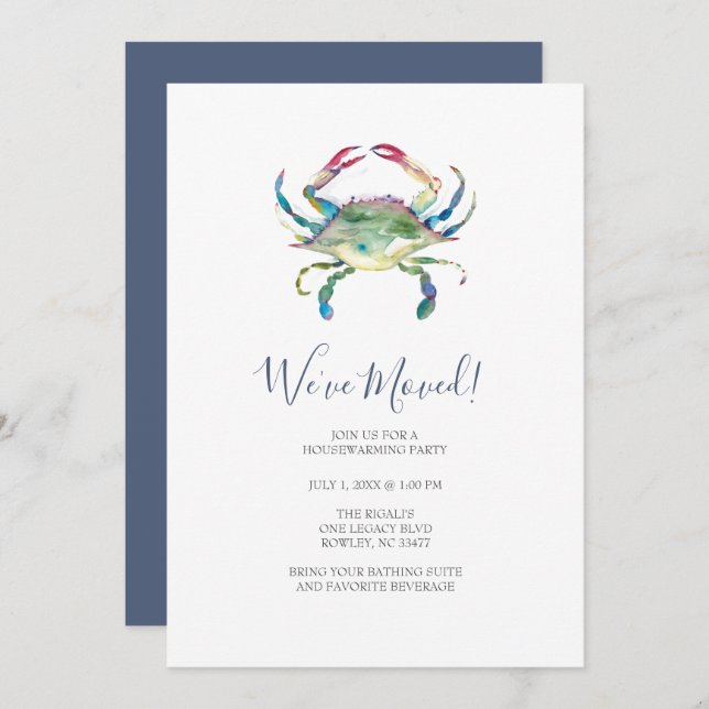 Watercolor Beach Housewarming Party  Invitation (Front/Back)