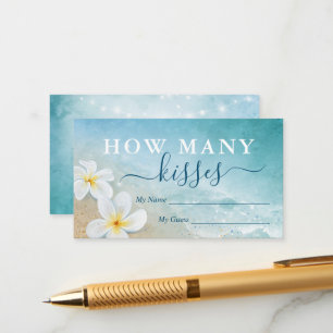 Watercolor Beach How Many Kisses Bridal Game Enclosure Card