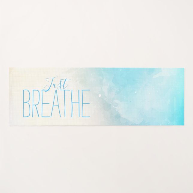 Watercolor Beach Just Breathe Yoga Mat (Front (Horizontal))