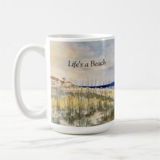 watercolor beach, life's a beach, coffee mug 11 oz