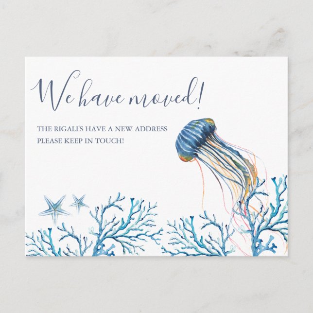 Watercolor Beach Moving Announcement Postcard (Front)