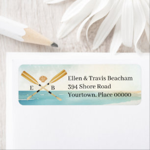 Watercolor Beach Oars Return Address