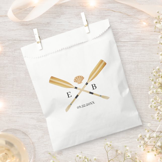 Watercolor Beach Oars Wedding Favour Bags (Clipped)