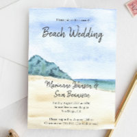 Watercolor Beach Ocean Casual Beach Wedding