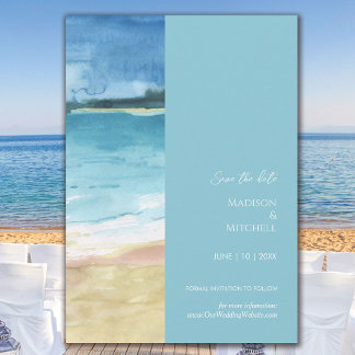 Watercolor Beach Ocean Destination Wedding Save The Date