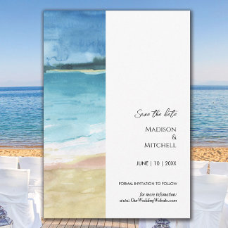 Watercolor Beach Ocean Destination Wedding Save The Date