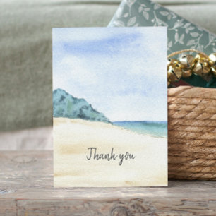 Watercolor Beach Ocean Memorial Thank You Card